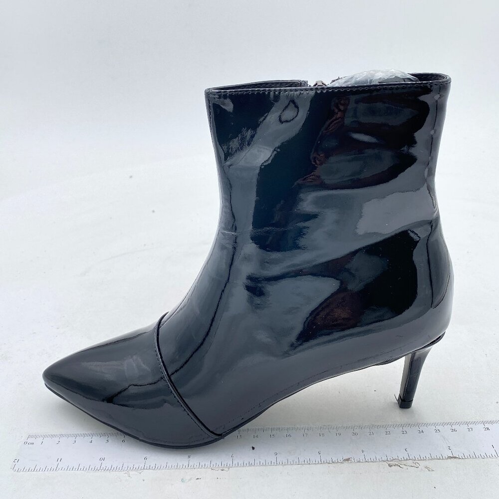 Black Chic Low Heel Ankle Boots Pointed Toe Side Zipper Prom Party Fashion Shoes
